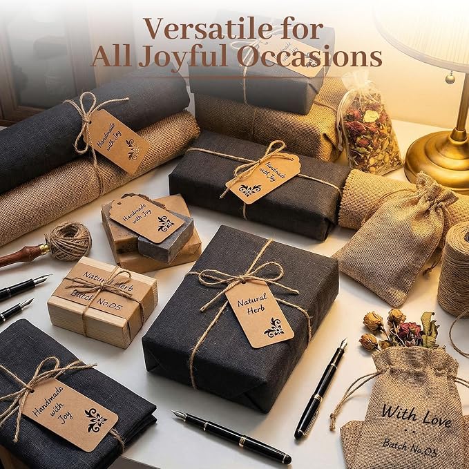 SallyFashion 100 PCS Gift Tags, 2x4 inch Kraft Paper Hollow-Out Tags - Image 7
