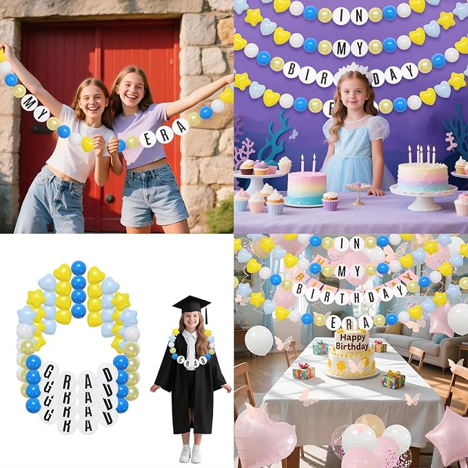 87 Pcs Friendship Lei Bracelet Birthday Banner Kit Necklace Garland - Image 4