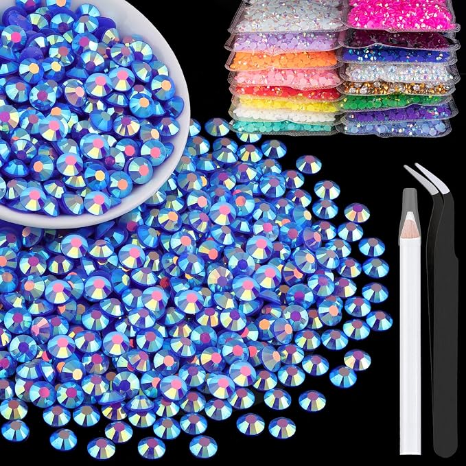 5000pcs 3mm Resin Rhinestones Bulk, Dark Blue AB Flatback Round Jelly by BELLEBOOST