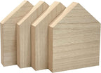 6 Inch 4 Pieces Unfinished Wooden House Shaped Blocks - Image 6