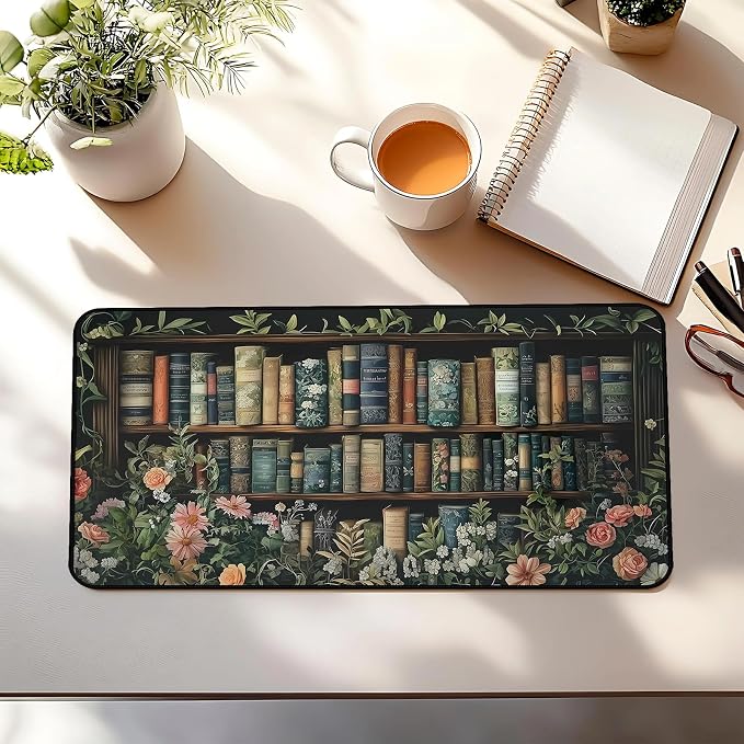 Flower Book Desk Mat, Colorful Mousepad XXL, Large Vintage Game Pad, Computer - Image 3