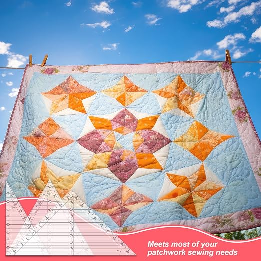 Watersay 3 Pcs 30° 45° 60° Quilting Rulers Triangle 10 Inches Templates Acrylic - Image 4