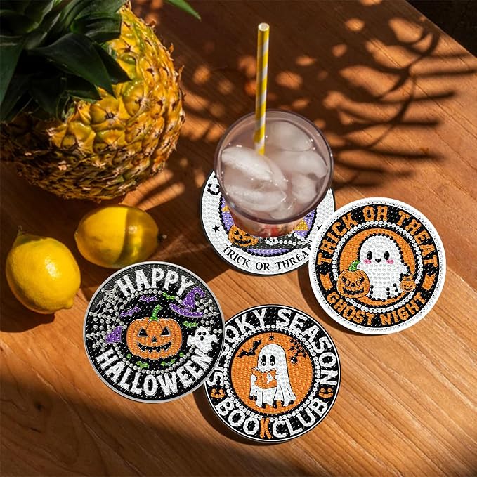 Gemozaic 8PCS Halloween Diamond Art Coasters Kit - Image 3