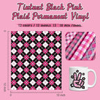 Tintnut Black Pink Plaid Permanent Vinyl, waterproof, easy peel & stick - Image 2