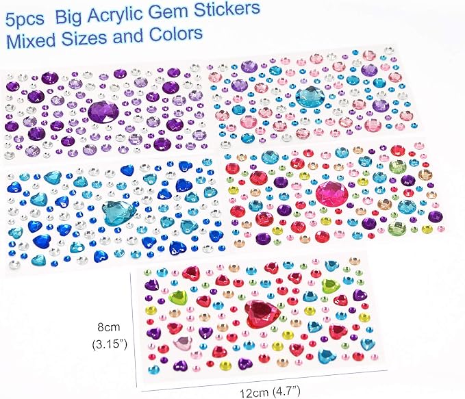 2800PCS 25 Sheets Self-Adhesive Jewel Stickers Rhinestones Jewels Rhinestone - Image 3