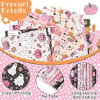 HunnmingRe 20 Pcs 10''x10'' Pink Halloween Quilting Fabric Square Pink Spooky - Image 5