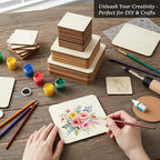48 Piece Unfinished Blank Wood Sheets, 3 Different Size Wood Square Slices - Image 5