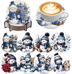 8 Pack Diamond Art Coasters, Christmas Snowman Diamond Painting Coasters | by Zythron
