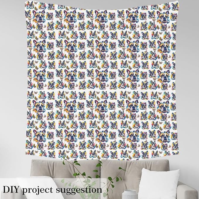 Cartoob Dogs Fabric by The Yard, Watercolor Puppy Pet Fabrics, Rustic Butterfly - Image 4