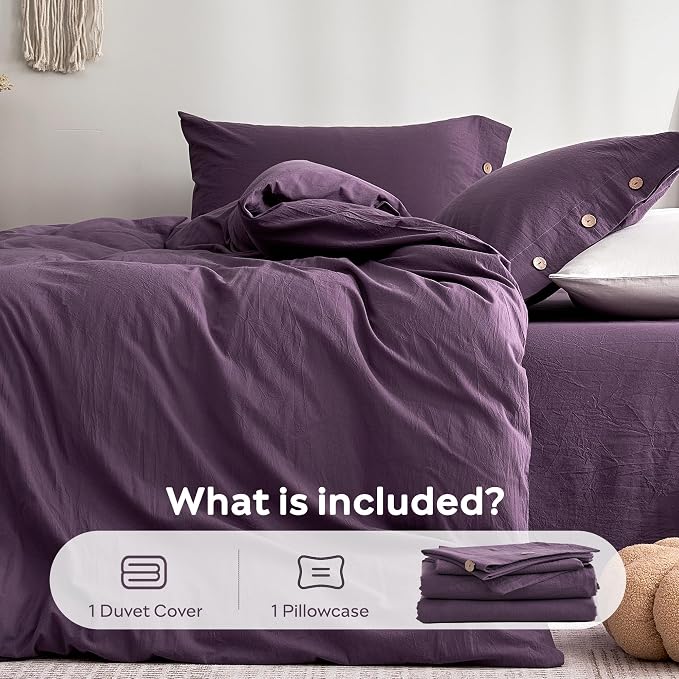 JELLYMONI 100% Washed Cotton Duvet Cover Twin – Soft, Breathable Linen-Look - Image 7
