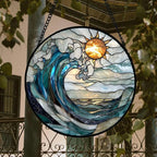 DASTOLL Stained Glass Window Hanging, and Mom 14.9x14.9 in - Image 2
