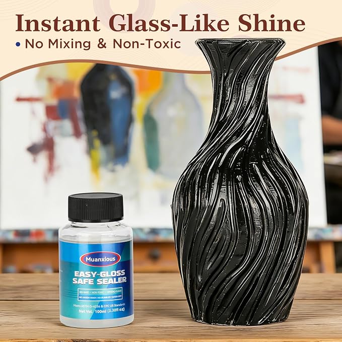 Muanxious Air Dry Clay Glaze — No-Tack High Gloss Waterproof Clear Varnish & - Image 2