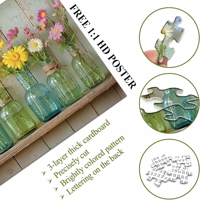 Wildflower 1000 Piece Puzzle for Adults, PICKFORU Whispering Blooms Summer - Image 4