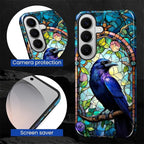for Samsung Galaxy S26 Case, Crow Faux Stained Glass Pattern Glossy 2 in 1 - Image 5
