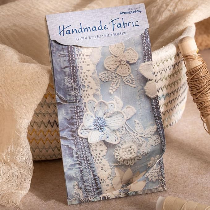 180 Sheets Vintage Fabric Texture Scrapbook Paper, 3.1x5.5 Aesthetic Lace & - Image 6