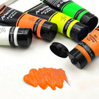 Artecho Orange Glow in the Dark Acrylic Paint Set, 120ml / 4.05oz | Non-Toxic - Image 3