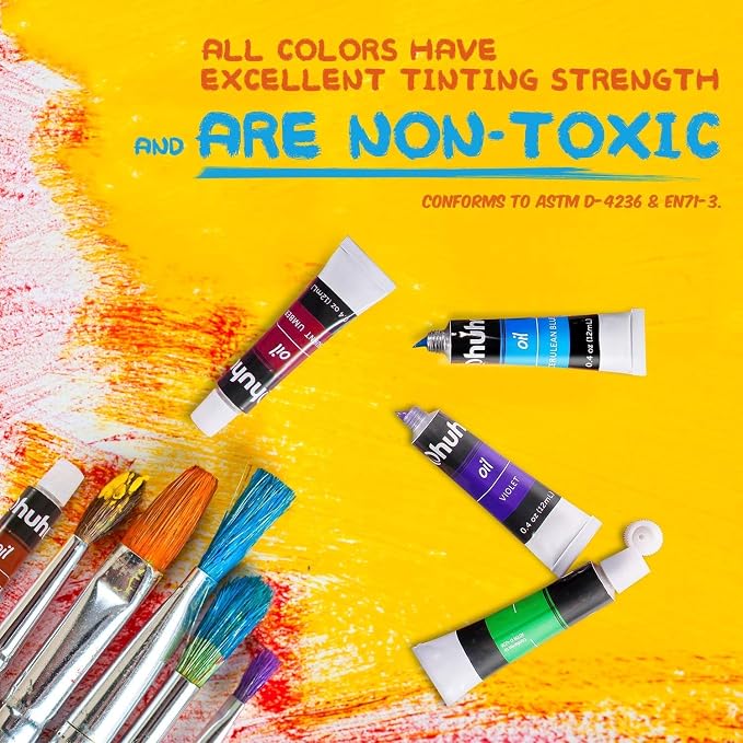 Ohuhu Oil Paint Set, 36 Oil-Based Colors, 12ml/0.42oz x 36 Tubes Non-Toxic Oil - Image 7
