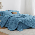 Love's cabin Twin Comforter Set Misty Blue, 5 Pieces Twin Bed in a Bag by Lovescabin
