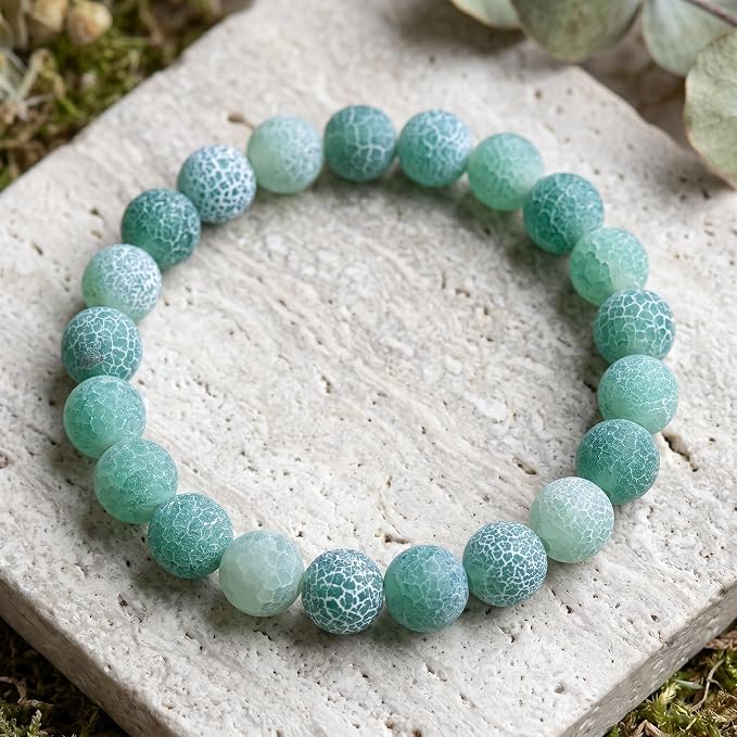 36pcs Natural Matte Green Oxidized Gemstone Beads，10mm Frosted Round Loose - Image 4