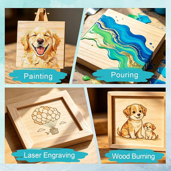 ESRICH 5x5 Inch Wood Panels, 6 Pack Square Craft Wood Canvas Boards, Blank - Image 5