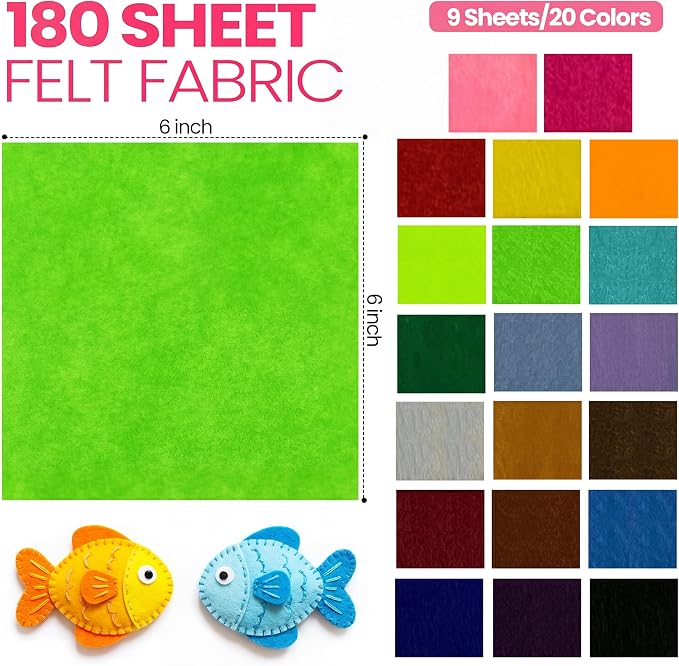 Moukeren 180 Pcs 6 x 6 Inch Felt Sheets Bulk - Image 3
