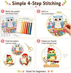 Zhenqing 3-Piece Owl Cross Stitch Kit Stamped Embroidery Kit 11CT Printed Aida - Image 8