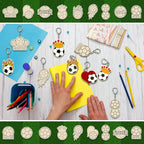 RattanView 24 Pcs Soccer Craft Color Your Own Keychains Diy Craft Wooden Blank - Image 7