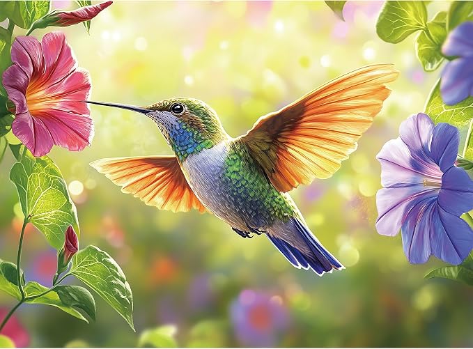 300 Pieces Puzzle for Adults, Hummingbird Flowers Large Pieces Jigsaw Puzzle by Unknown