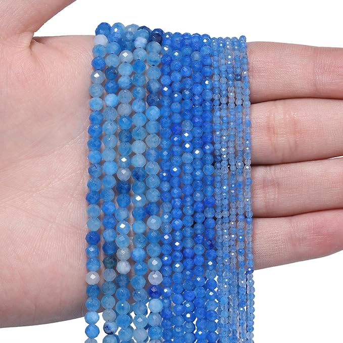 2mm 180pcs Blue Crystal Tiny Gemstone Beads - Image 2