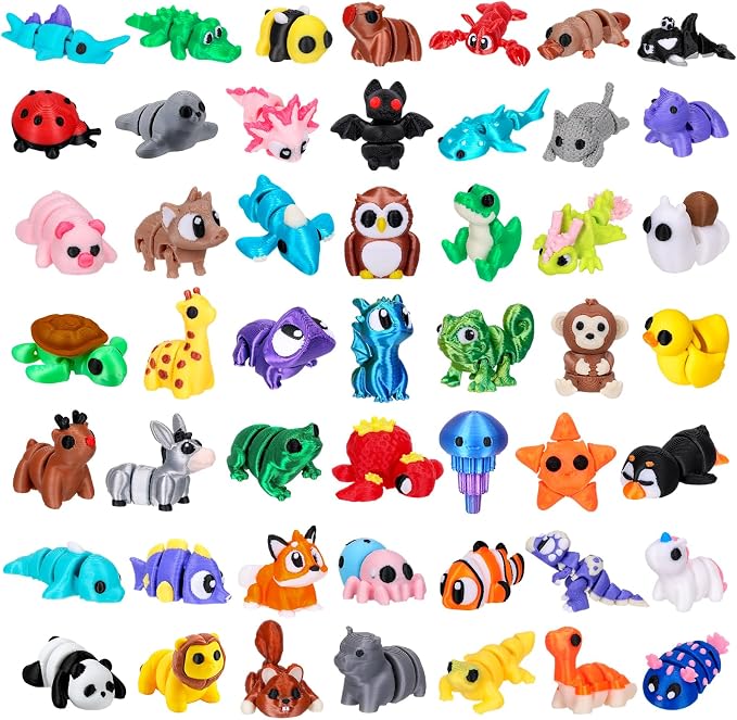 ywevyezc 52 Pcs 3D Printed Animals Set, Flexible Articulated Mini Sea Animal by ywevyezc