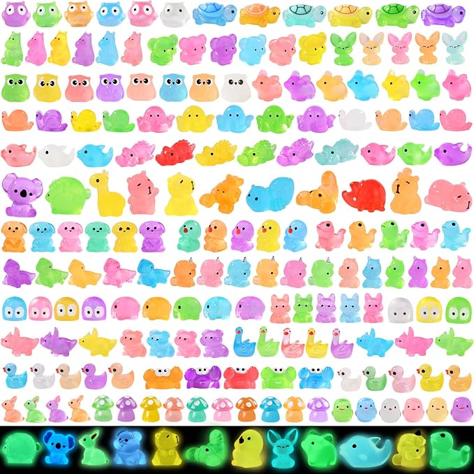 DIYDEC 184PCS Luminous Mini Resin Animals, Miniatures Figures Glow in The Dark - Image 8