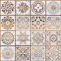 16 Pcs Mandala Stencils for Painting, 6x6 Inch Reusable Geometric Layering by WSICSE