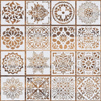 16 Pcs Mandala Stencils for Painting, 6x6 Inch Reusable Geometric Layering by WSICSE