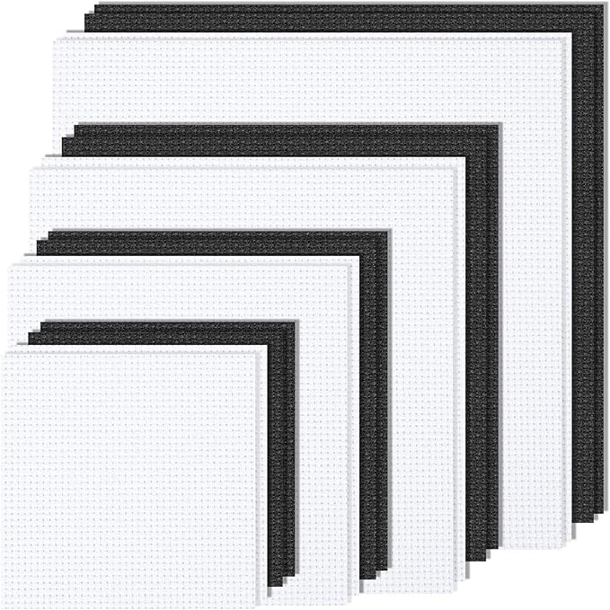 MYFAMIREA 16PCS Cross Stitch Fabric, 4 Sizes Aida Cloth 14 Count White and by MYFAMIREA