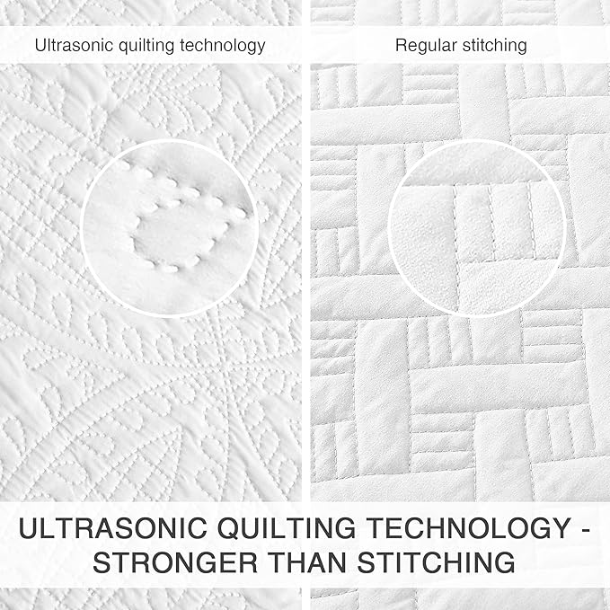 Love's cabin Quilts for Queen Bed White Bedspreads - Image 3