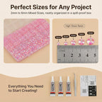36000Pcs Pink Rhinestones for Bedazzling, Mixed Sizes 2-6MM Light Pink Flatback - Image 3
