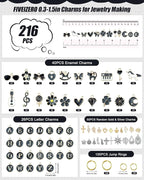 FIVEIZERO 216PCS Charms for Jewelry Making, Enamel Blacelet Charms Kit | - Image 2