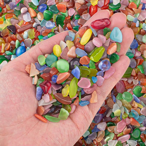 0.5 Lb/230g Multicolor Cat Eye Stones Pebbles Polished Aquarium Rocks Gravel by EZEELAI