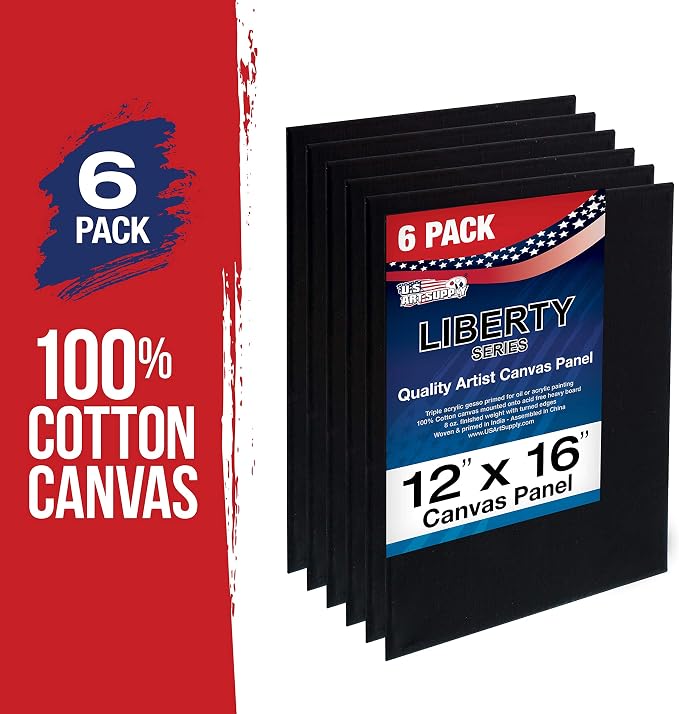 U.S. Art Supply 12 X 16 Inch Black Art Canvas Board Panels 6 Pack - Image 2