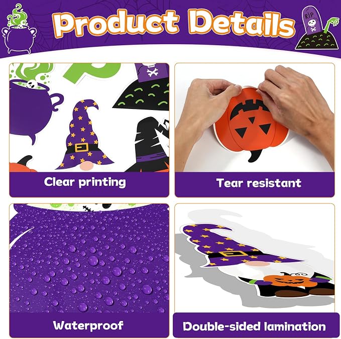 ojustbeok Halloween Bulletin Board Rainbow Pumpkin Ghost Decorations Bat Castle - Image 3