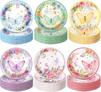 Funnymoom 60 Pcs 7 Inch Butterfly Birthday Party Plates Floral Paper Plates by Funnymoom