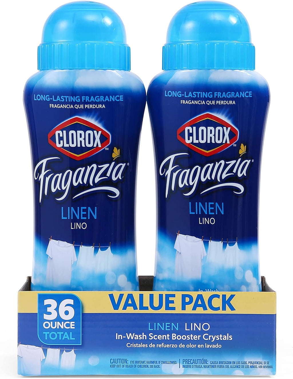 Clorox Fraganzia Laundry Scent Booster Crystals in Linen Scent - Scented In-Wash Freshener Beads for Fresh, Clean, Great Smelling Clothes and Linens, 18 Oz - 2 Pack