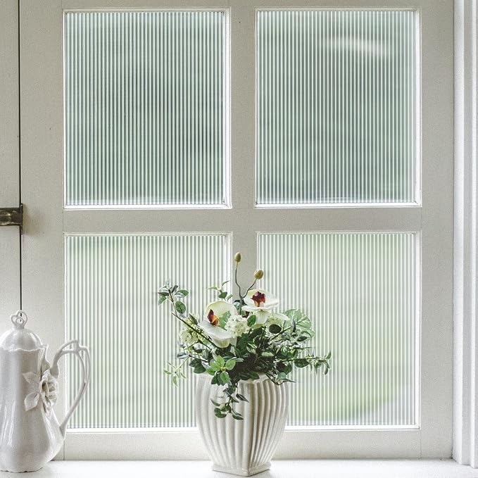 VELIMAX Reeded Glass Window Film, Window Privacy Film, Frosted Window Vinyl by VELIMAX
