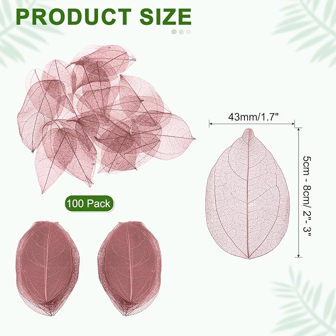 uxcell 100 Pcs Dark Pink Skeleton Leaves - Image 2
