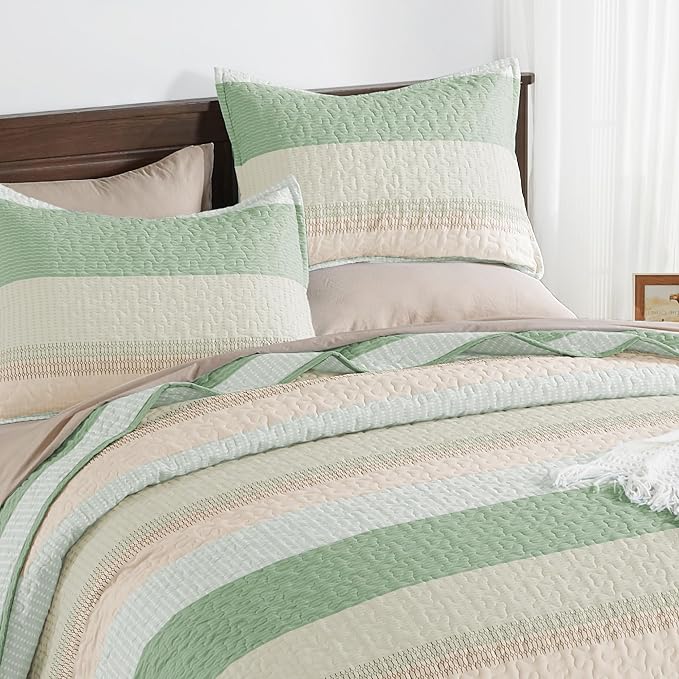 Andency California King Quilt Set Mint Pink, 3 Pieces Ultra Soft Lightweight - Image 3