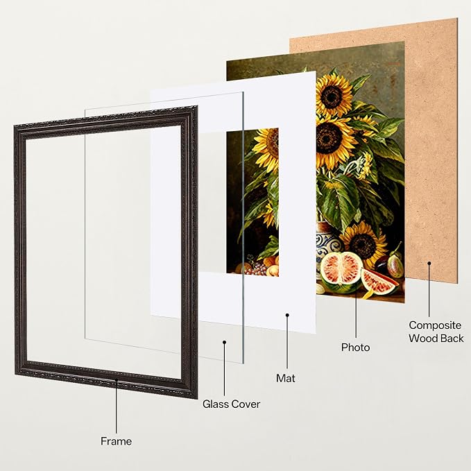 eletecpro 11x14 Vintage Picture Frame, Glass Cover, Horizontal or Vertical - Image 2
