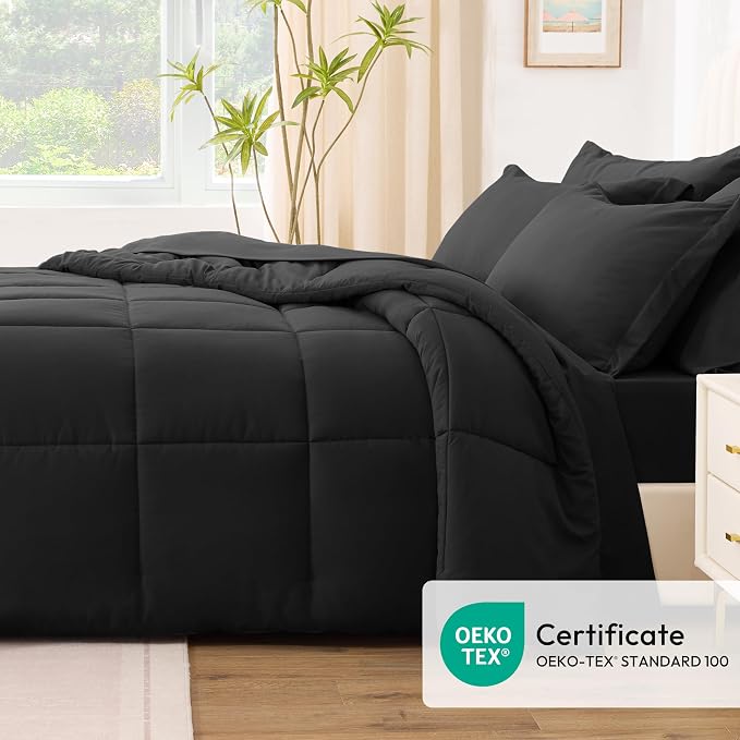 Love's cabin California King Comforter Set Ash Black, 7 Pieces California King - Image 5