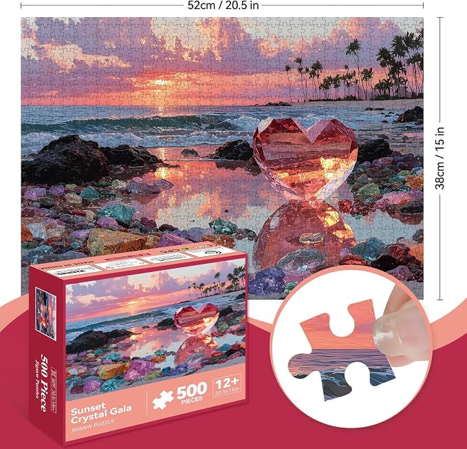 500 Piece Jigsaw Puzzle for Adults – Beach Glass Heart Jigsaw Puzzles 500 Pieces - Image 2