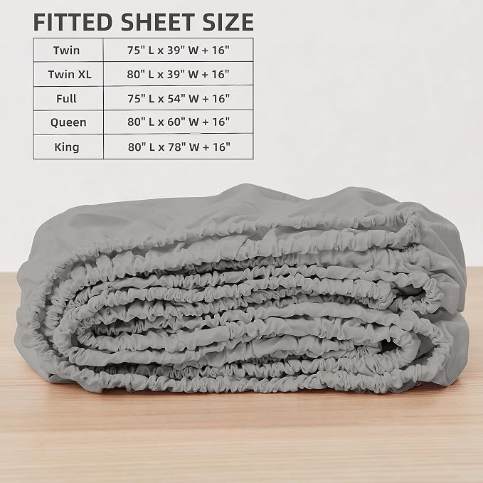 HBHLFZ Queen Fitted Sheet Only, Soft Breathable Bottom Sheet - Image 2