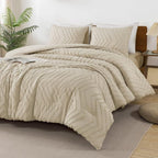 Andency Light Khaki Comforter Set Queen Size, Boho Soft Warm Tufted Bedding by Andency